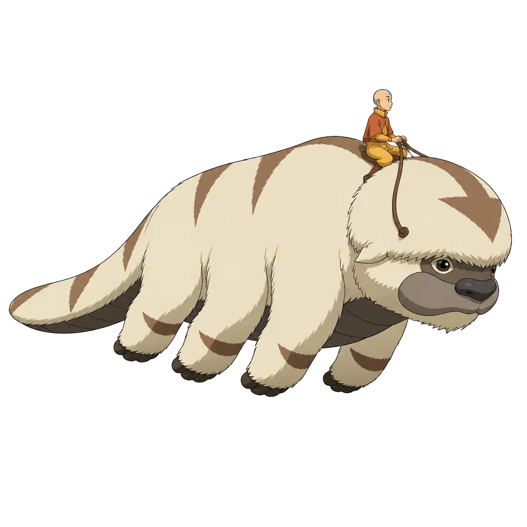 Aang flying on Appa